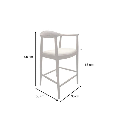 ALUXO® Fern Walnut Barstool in Oatmeal Bouclé