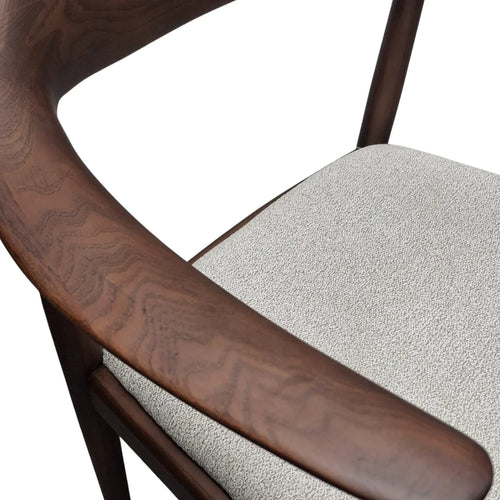 ALUXO® Fern Walnut Dining Chair – in Oatmeal Bouclé - Box of 2