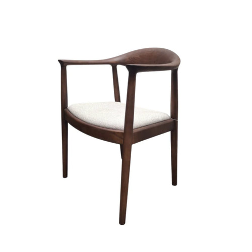 ALUXO® Fern Walnut Dining Chair – in Oatmeal Bouclé - Box of 2