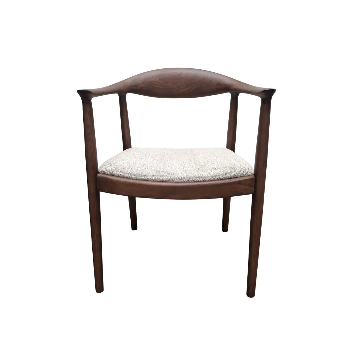ALUXO® Fern Walnut Dining Chair – in Oatmeal Bouclé - Box of 2
