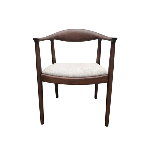 ALUXO® Fern Walnut Dining Chair – in Oatmeal Bouclé - Box of 2