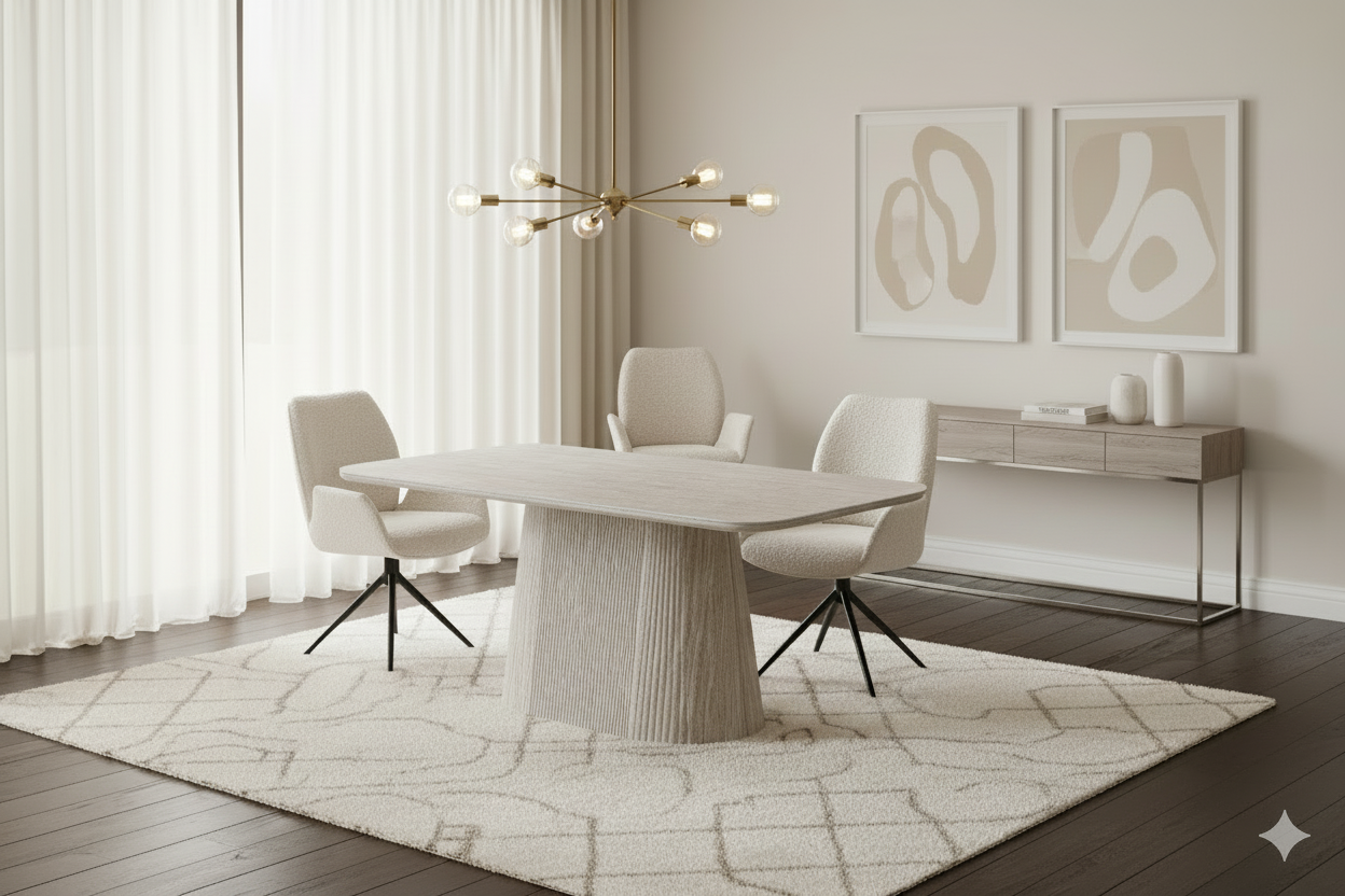 Davos Beige Oval Ceramic Dining Table 160cm | Contemporary Neutral Dining