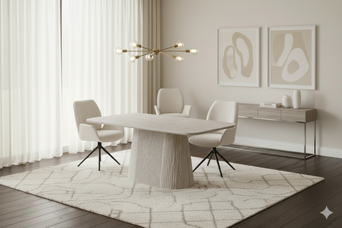 Davos Beige Oval Ceramic Dining Table 160cm | Contemporary Neutral Dining