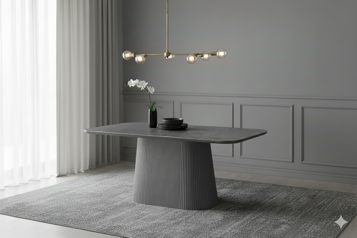 Davos Grey Oval Ceramic Dining Table 180cm | Modern Contemporary Dining