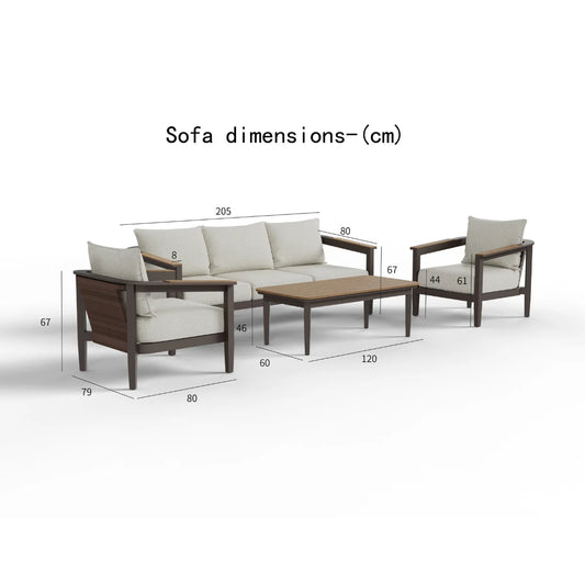 ALUXO® Hemera Outdoor Range - Wood - 5 Seater Lounge Set Livara Interiors