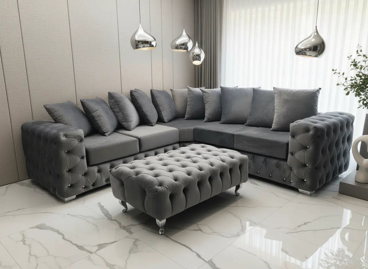 Stella Chesterfield Footstool Plush Velvet