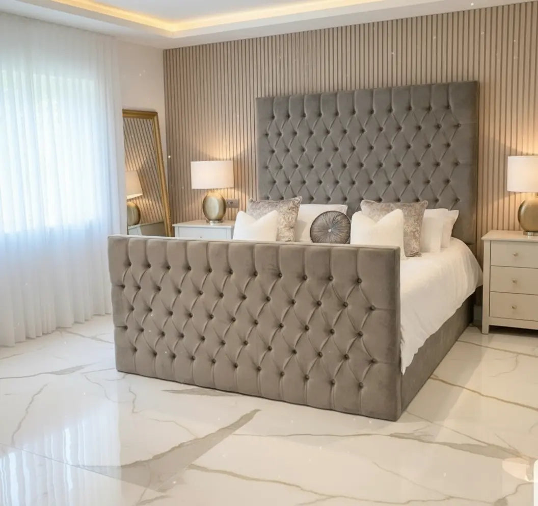 Phantom Plush Velvet Bed – Bespoke Handcrafted Upholstered Bedframe (Made in the UK)