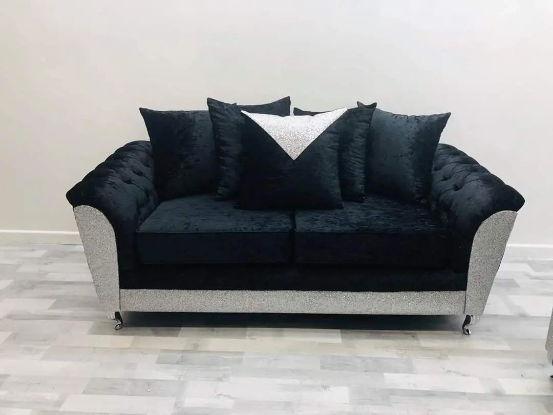 Rachel Glitter Crushed Velvet Sofa Range – Bespoke Luxury