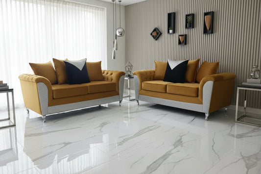 Rachel Glitter Crushed Velvet Sofa Range – Bespoke Luxury