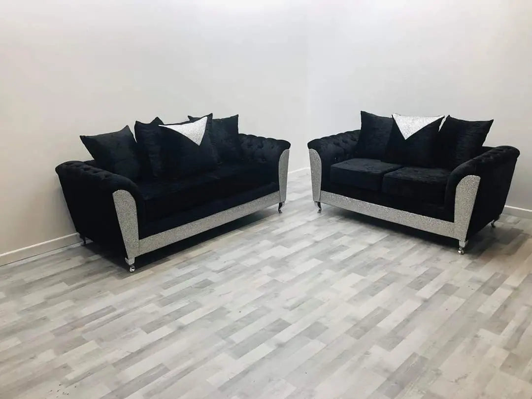 Rachel Glitter Crushed Velvet Sofa Range – Bespoke Luxury