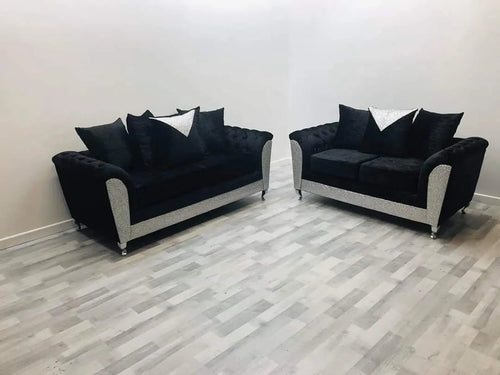 Rachel Glitter Crushed Velvet Sofa Range – Bespoke Luxury