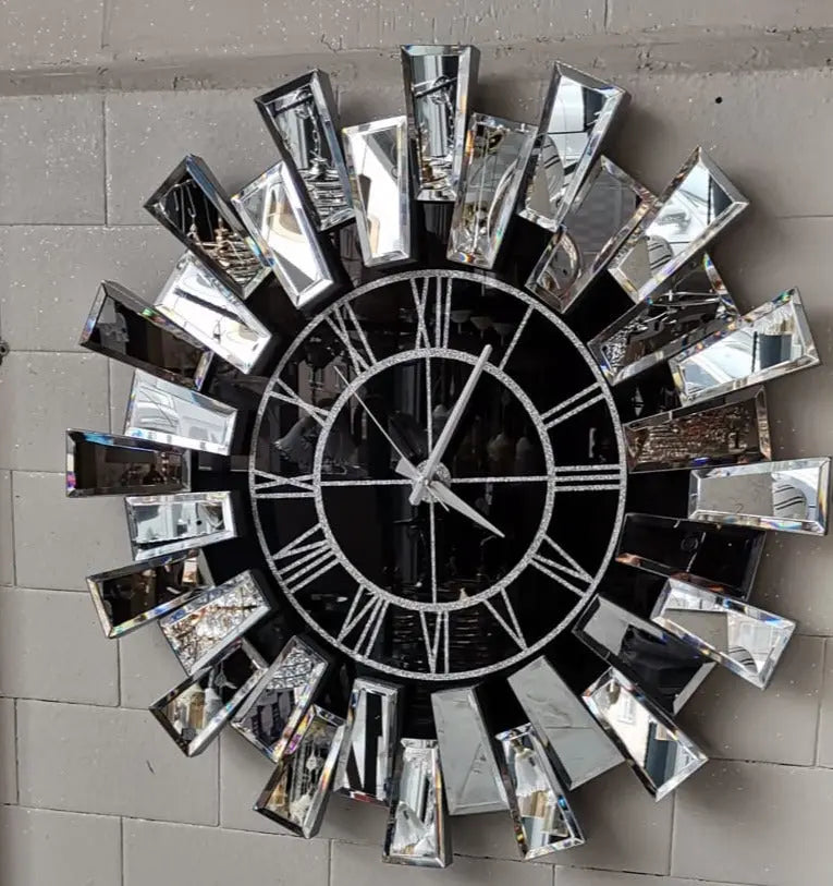 Starburst Mirrored Wall Clock SILVER