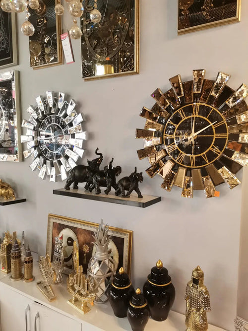 Starburst Mirrored Wall Clock SILVER
