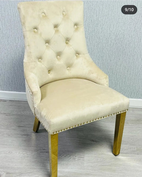 Majestic Velvet Dining Chair Gold Circle Knocker