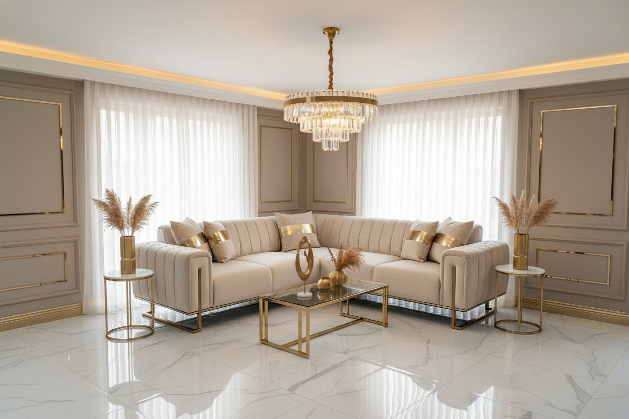 Genova 245cm x 245cm Champagne & Gold Livara Interiors