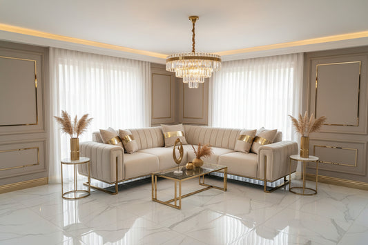 Genova 245cm x 245cm Champagne & Gold Livara Interiors