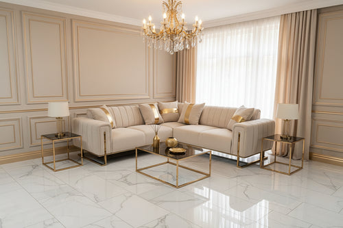 Genova 245cm x 245cm Champagne & Gold Livara Interiors