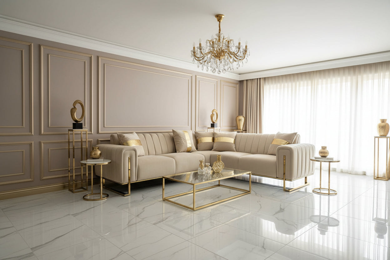 Genova 245cm x 245cm Champagne & Gold Livara Interiors