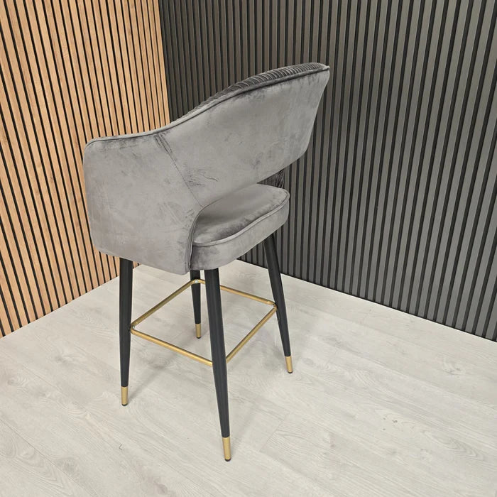 Mayfair Barstool Grey velvet Livara Interiors