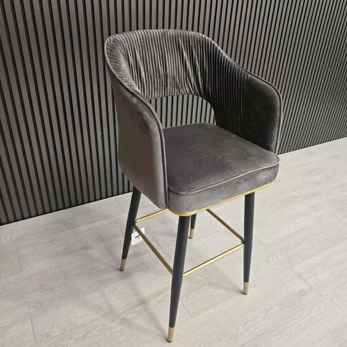 Mayfair Barstool Grey velvet Livara Interiors