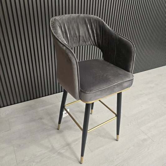Mayfair Barstool Grey velvet Livara Interiors