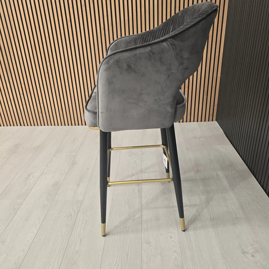Mayfair Barstool Grey velvet Livara Interiors