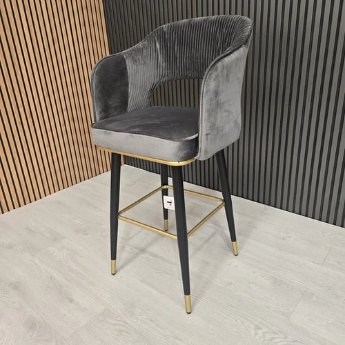 Mayfair Barstool Grey velvet Livara Interiors