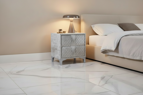 Helix Upholstered Bedside Cabinet with Gold Legs – 2 Drawer Luxury Nightstand