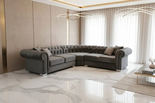 Richmond Chesterfield Velvet & Leather Sofa Range – Bespoke Luxury