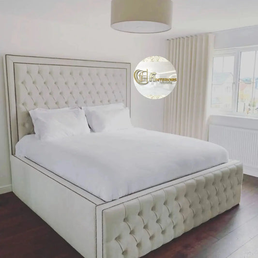 Edwardo Bedframe in Plush Velvet – Bespoke Handcrafted Chesterfield Design