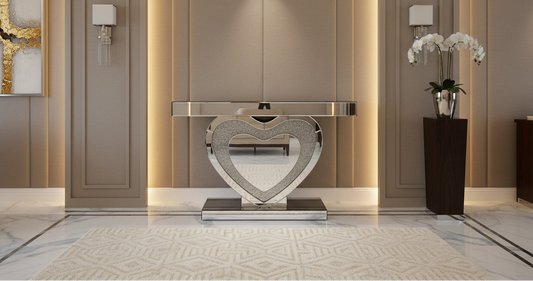 Crushed Diamond Heart Console Table with LED Lighting