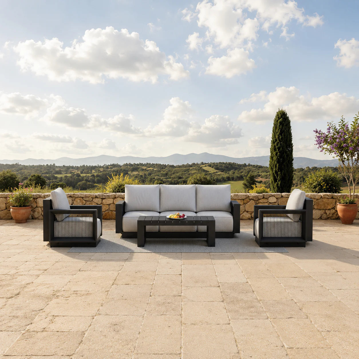 ALUXO® Ikos Outdoor Lounge Set - Onyx - 5 Seater Livara Interiors