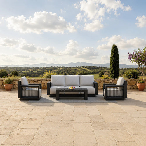 ALUXO® Ikos Outdoor Lounge Set - Onyx - 5 Seater Livara Interiors