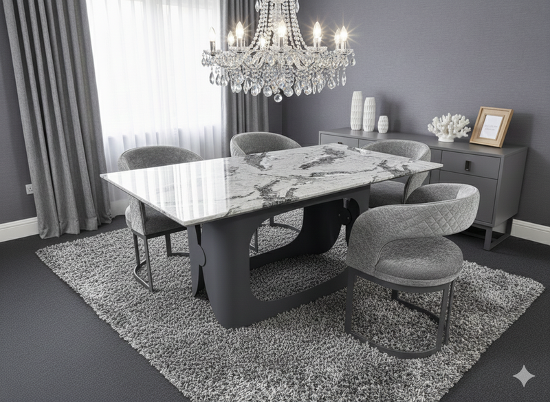 Lina Grey Marble Dining Table 180cm | Contemporary Marble Dining