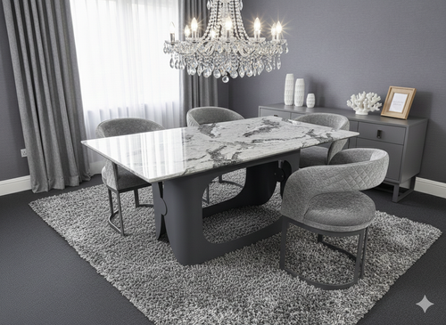 Lina Grey Marble Dining Table 180cm | Contemporary Marble Dining