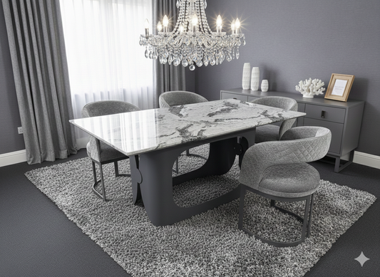 Lina Grey Marble Dining Table 180cm | Contemporary Marble Dining
