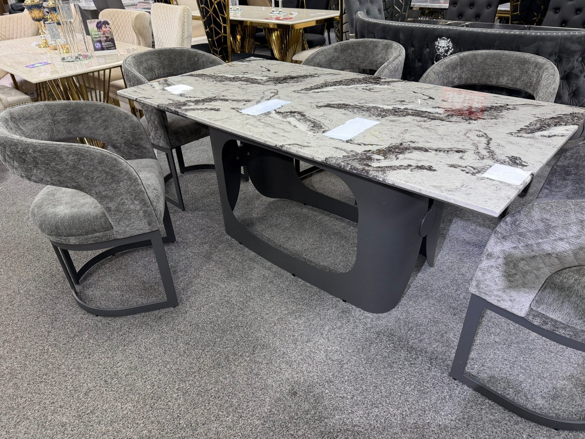 Lina Grey Marble Dining Table 180cm | Contemporary Marble Dining