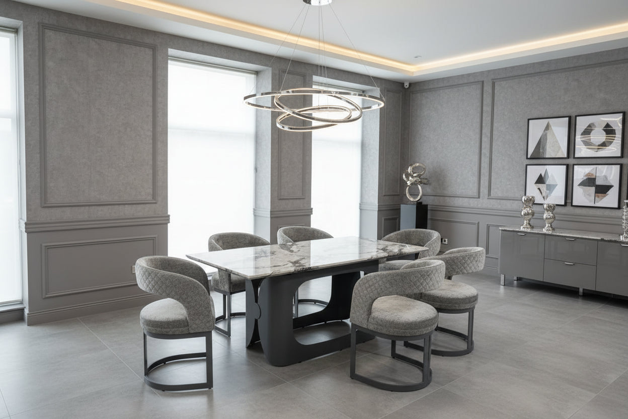 Lina Grey Marble Dining Table 180cm | Contemporary Marble Dining