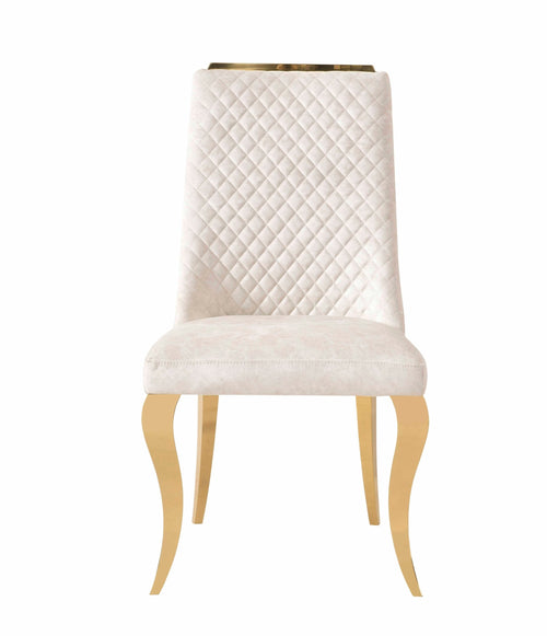 Set of 2 Roxby Cream & Gold Dining Chairs – Elegant Modern Seating