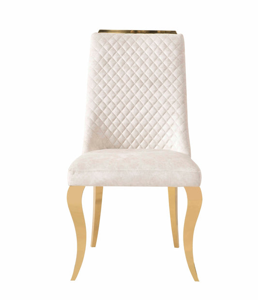 Set of 2 Roxby Cream & Gold Dining Chairs – Elegant Modern Seating