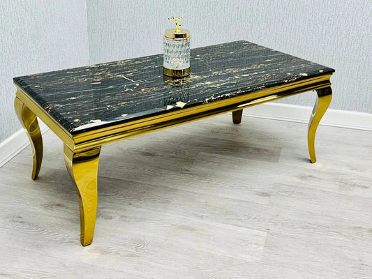 Sofia Marble Dining Table – Black or Cream, Gold Frame