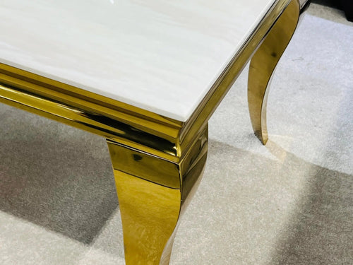 Sofia Marble Dining Table – Black or Cream, Gold Frame