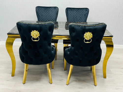 Victoria Gold Detailing Lion Knocker back Dining Chair - Set Of 2