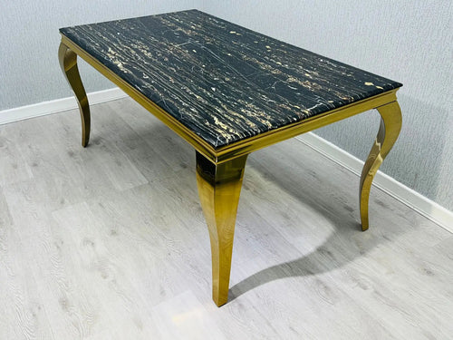 Sofia Marble Dining Table – Black or Cream, Gold Frame