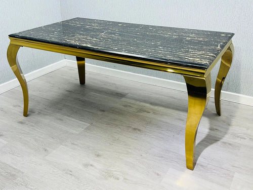 Sofia Marble Dining Table – Black or Cream, Gold Frame