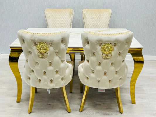 Victoria Gold Detailing Lion Knocker back Dining Chair - Set Of 2