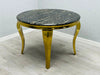 Sofia Marble Dining Table + Victoria Knocker Chairs 1m x 1m Round + 4 Chairs