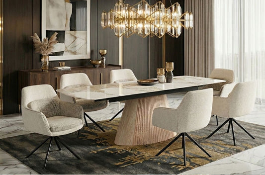 Monaco Pandora Beige Extendable Dining Table 160–240cm | Modern Family Dining