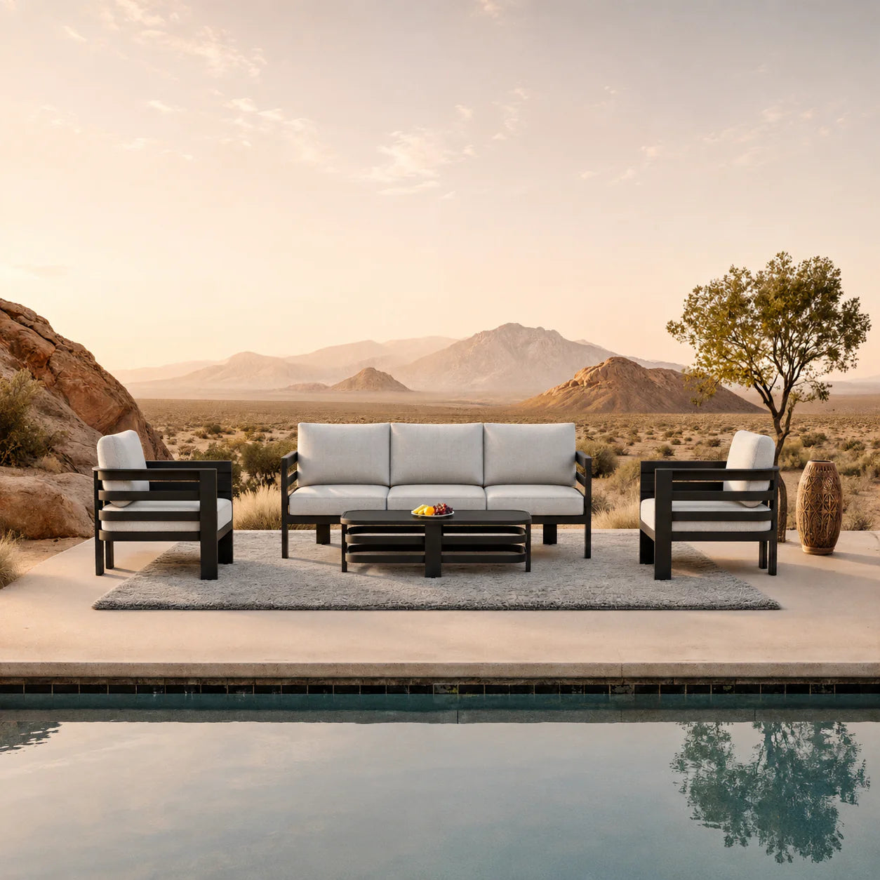 ALUXO® Andros Outdoor Lounge Set - Onyx - 5 Seater Livara Interiors