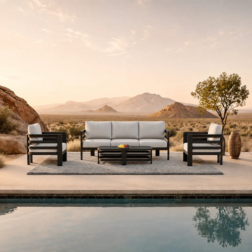 ALUXO® Andros Outdoor Lounge Set - Onyx - 5 Seater Livara Interiors
